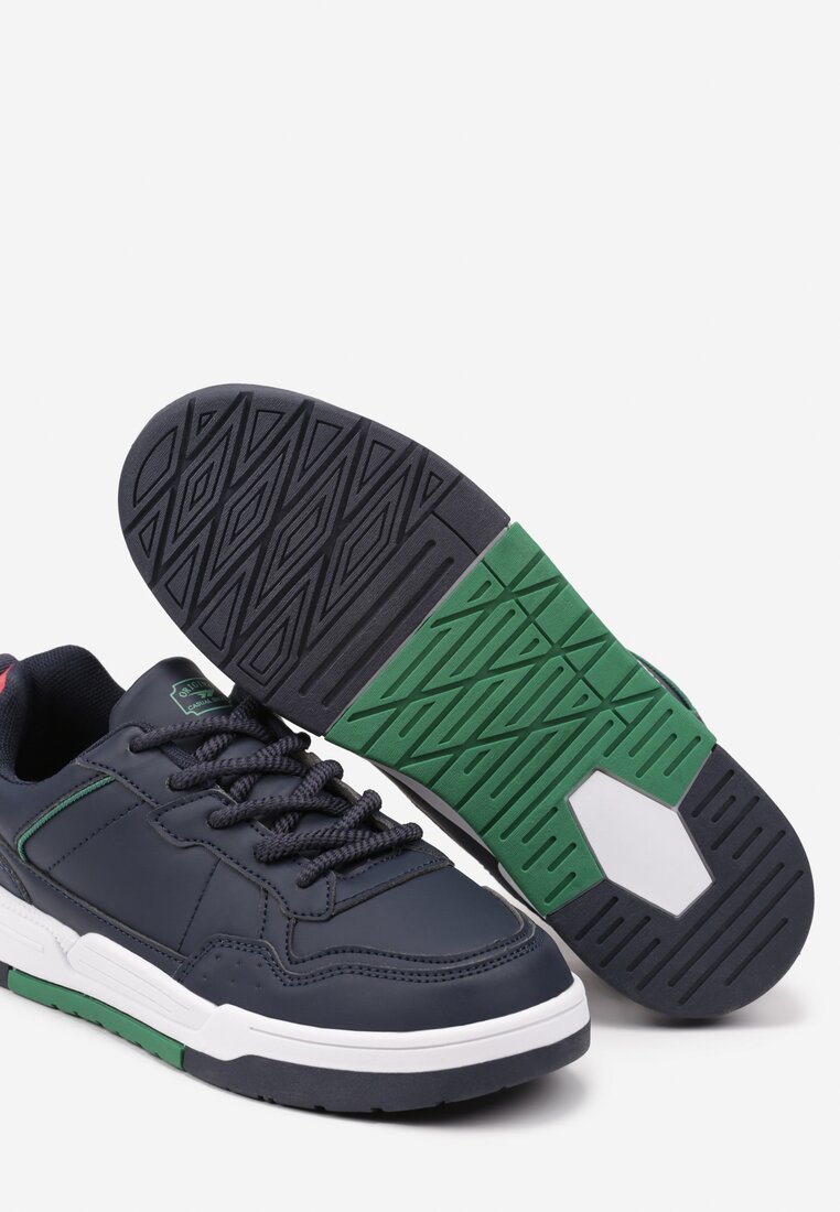 Granatowe Buty Sportowe Przed Kostkę z Ozdobnymi Wstawkami Ellianne