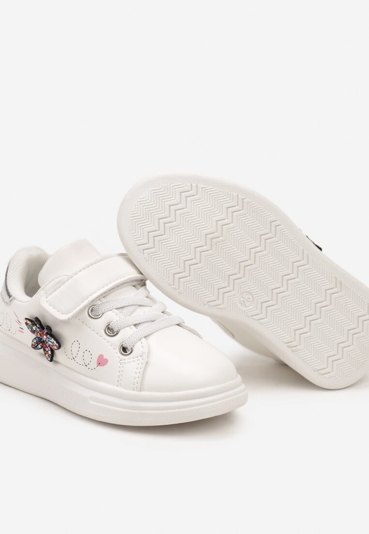 Białe Buty Sportowe Sneakersy z Cyrkoniami i Sznurowaniem Patirra