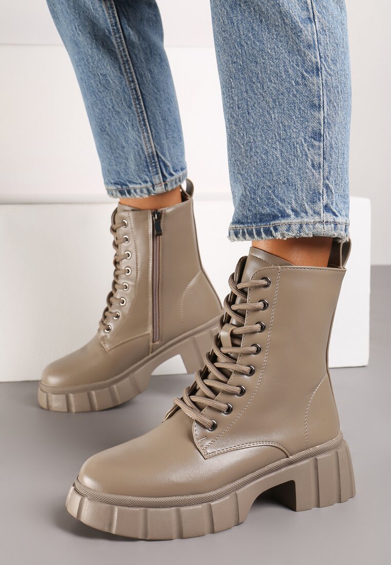 Botine Valentie Bej cu gri
