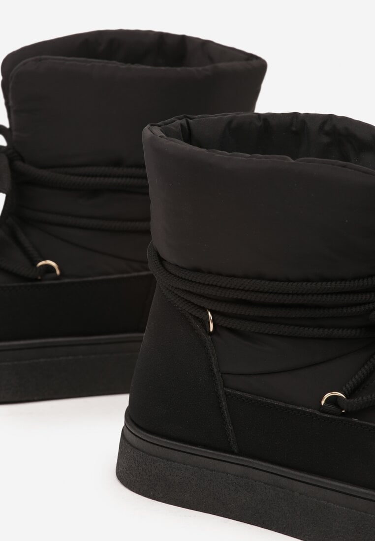 Czarne Śniegowce na Platformie ze Sznurowaniem Izatria