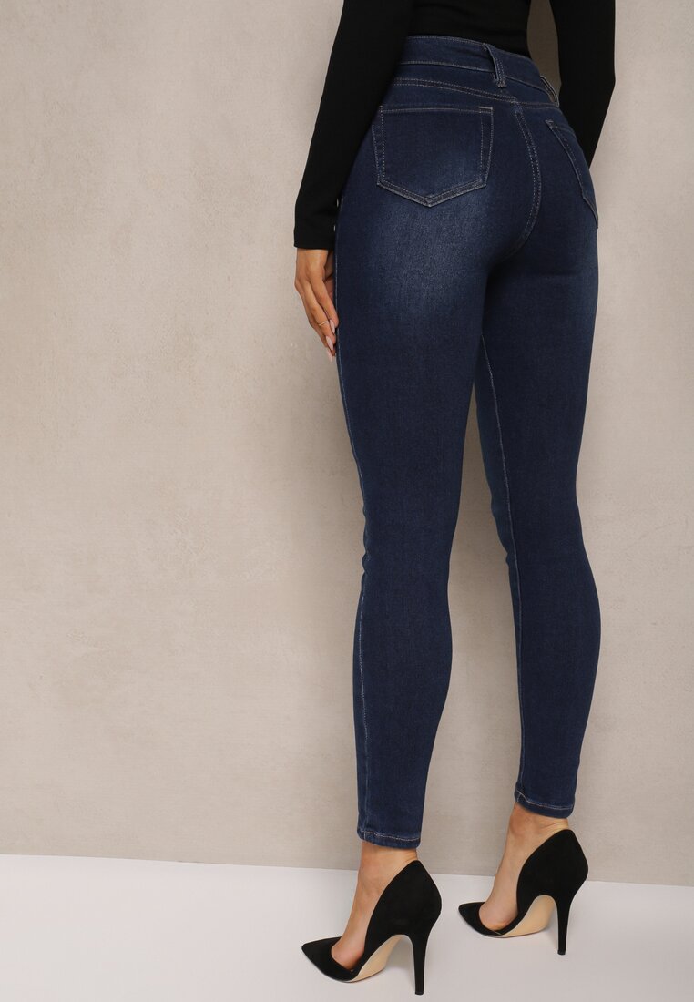 Granatowe  Jeansy Skinny Regular Waist Arinnisa