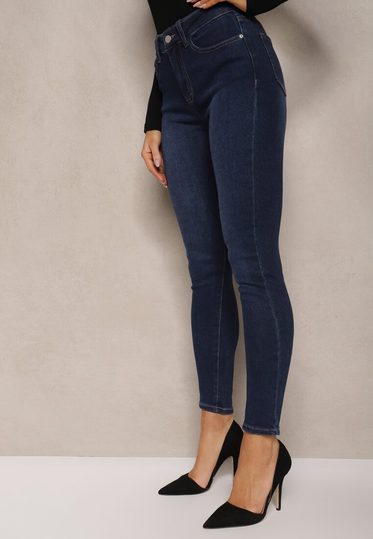 Granatowe  Jeansy Skinny Regular Waist Arinnisa