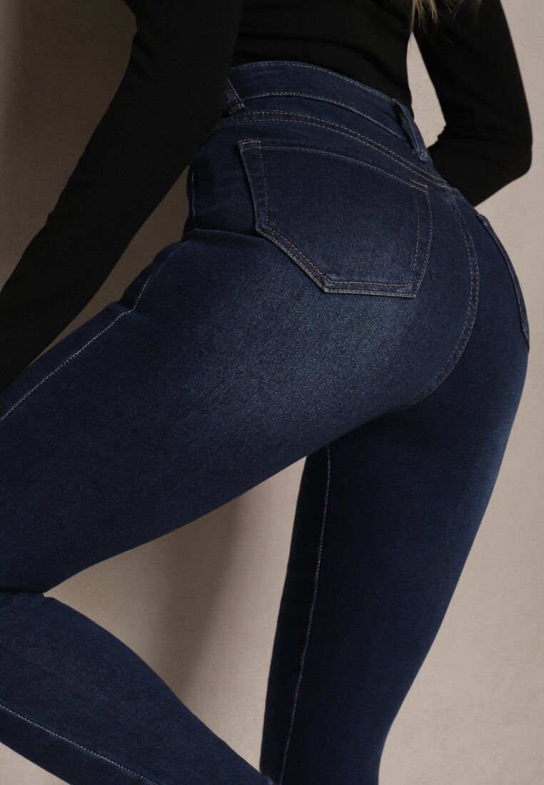 Granatowe  Jeansy Skinny Regular Waist Arinnisa