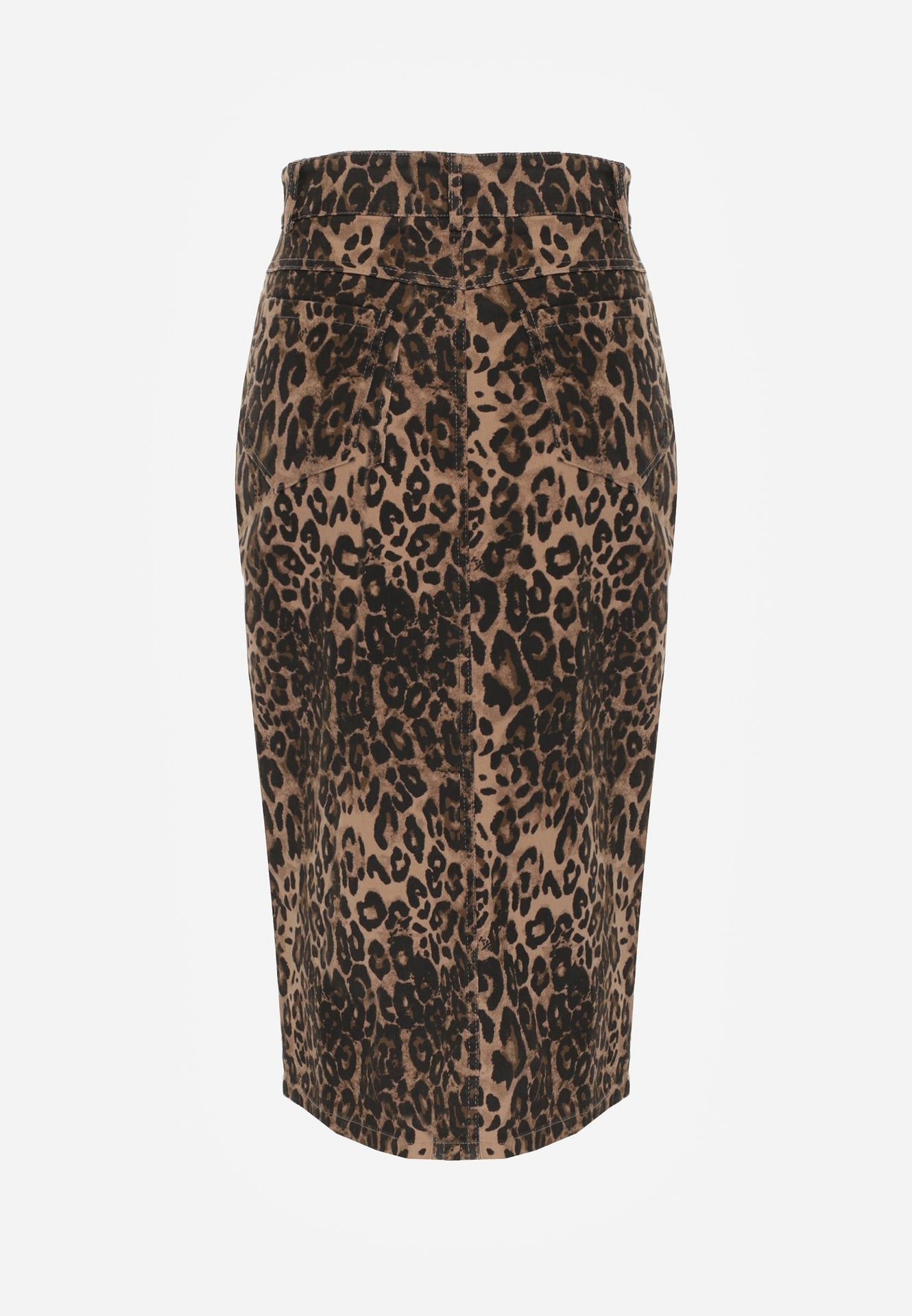 Brązowa Bawełniana Spódnica w Panterkę High Waist z Rozcięciem z Przodu Harilie