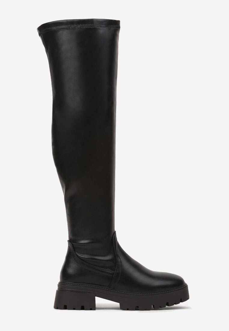 Czarne Kozaki z Przylegającą Cholewką za Kolano Resiera