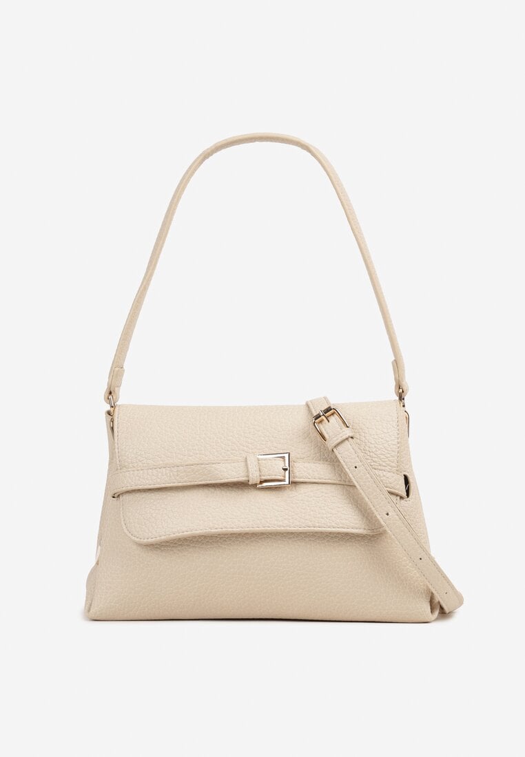 Beżowa Torebka Typu Listonoszka z Rączką i Dołączonym Paskiem Sealanis