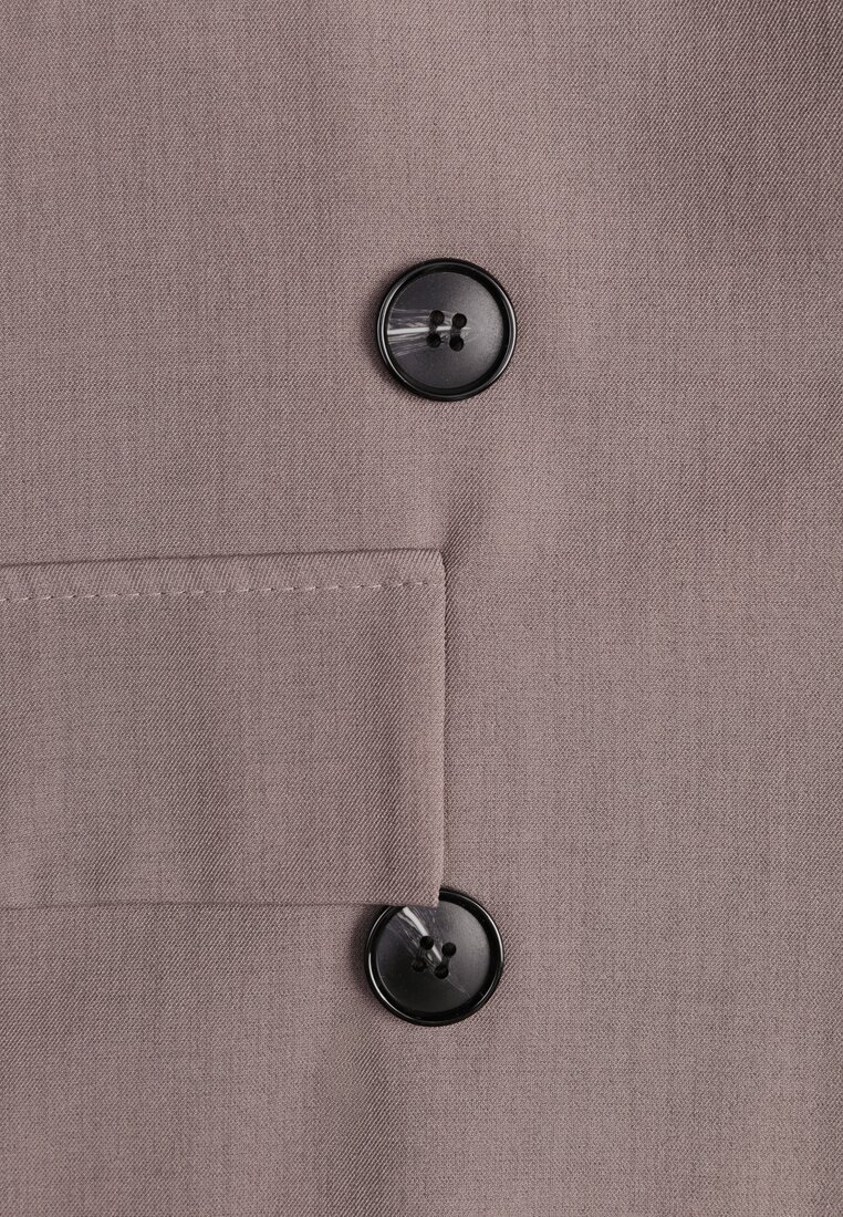 Ciemnobeżowa Oversizowa Marynarka z Klapami i Dwurzędowym Zapięciem Sinthelis