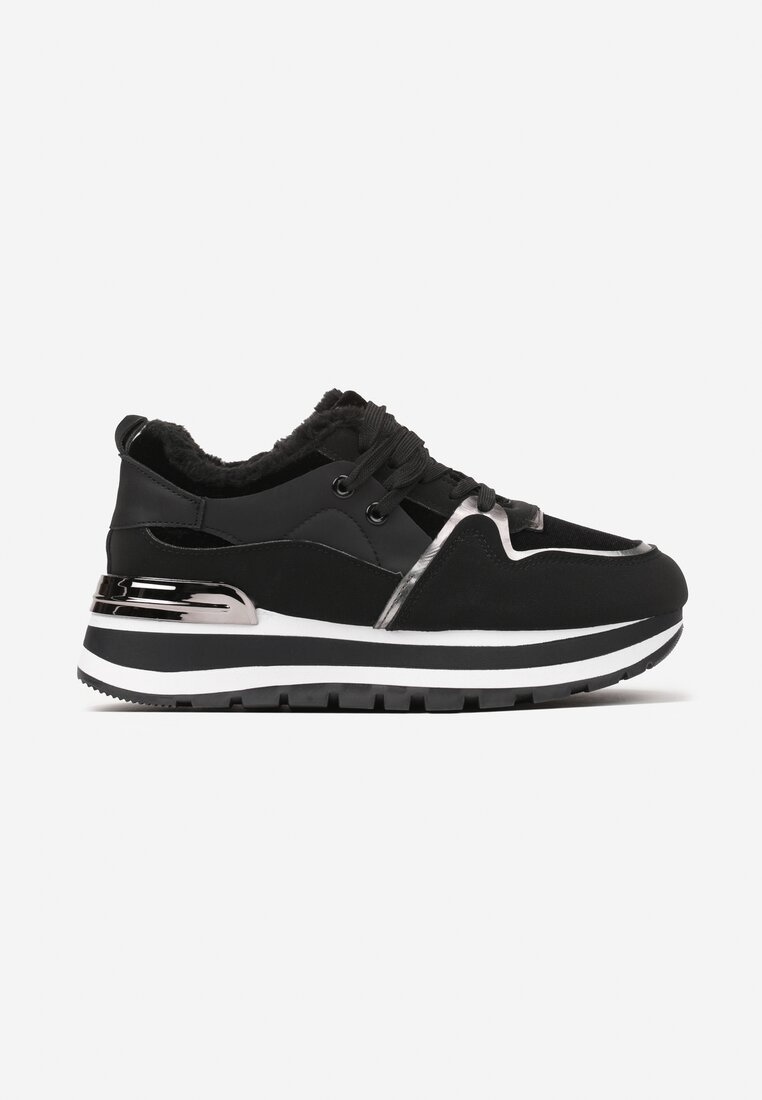 Czarne Sneakersy na Zimę z Futerkowym Ociepleniem Vertiste