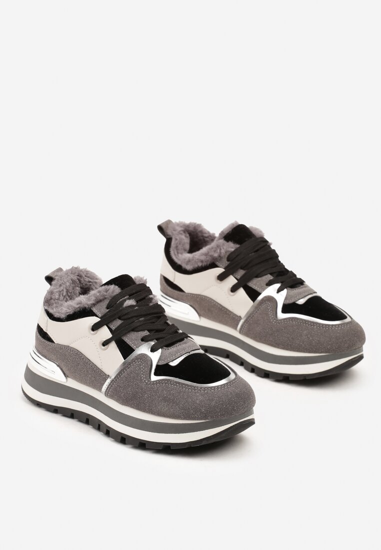 Szare Sneakersy na Zimę z Futerkowym Ociepleniem Vertiste