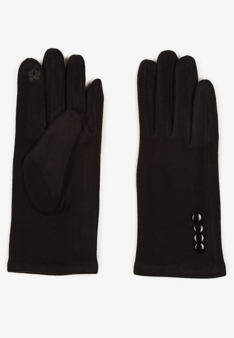 Czarne Eleganckie Rękawiczki z Ozdobnymi Guzikami Leavellae