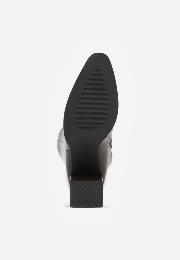 Brązowe Casualowe Kozaki na Słupku Linnariela