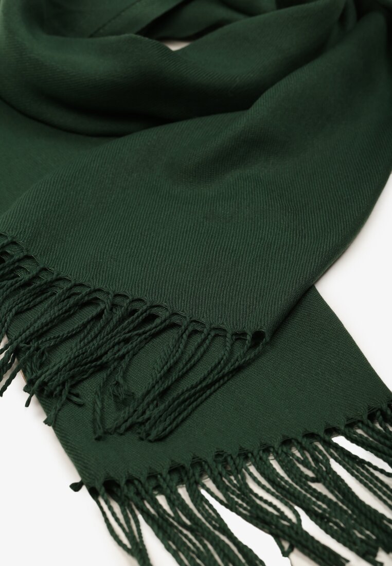 Ciemnozielony Szalik z Wiskozą i Bawełną z Frędzlami Kriemil