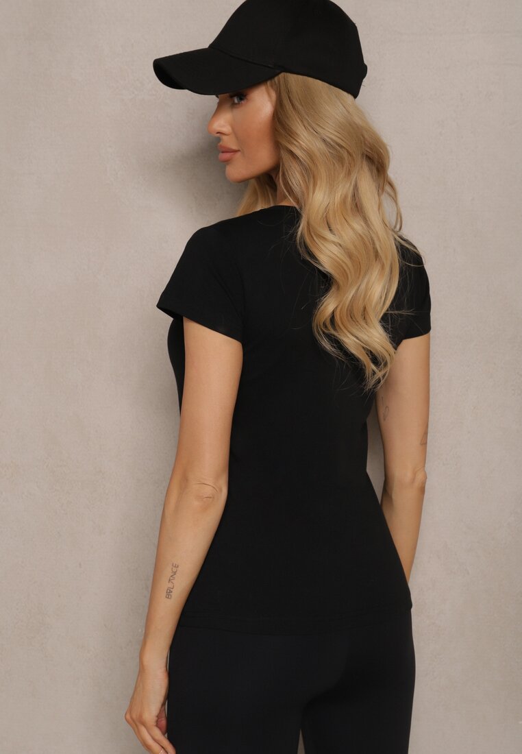 Czarny Casualowy T-shirt z Bawełny Zeiasha
