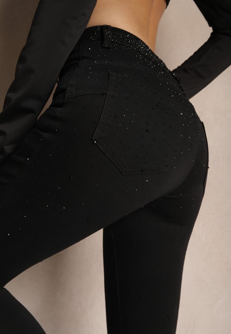 Czarne Jeansy z Bawełną w Stylu Skinny Cilana