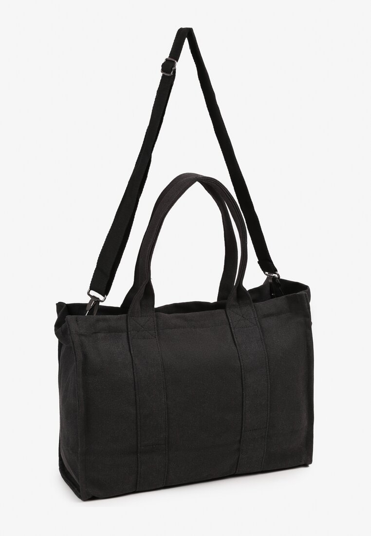 Czarna Torebka Typu Shopper z Plecionki Sevisha