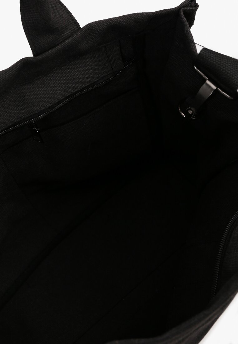 Czarna Torebka Typu Shopper z Plecionki Sevisha