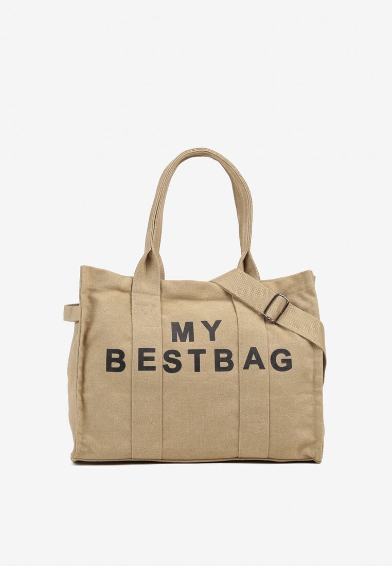 Beżowa Torebka Typu Shopper z Plecionki Sevisha