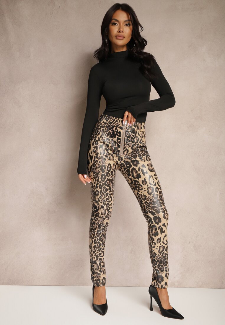 Pantaloni Ilanilith Bej cu negru