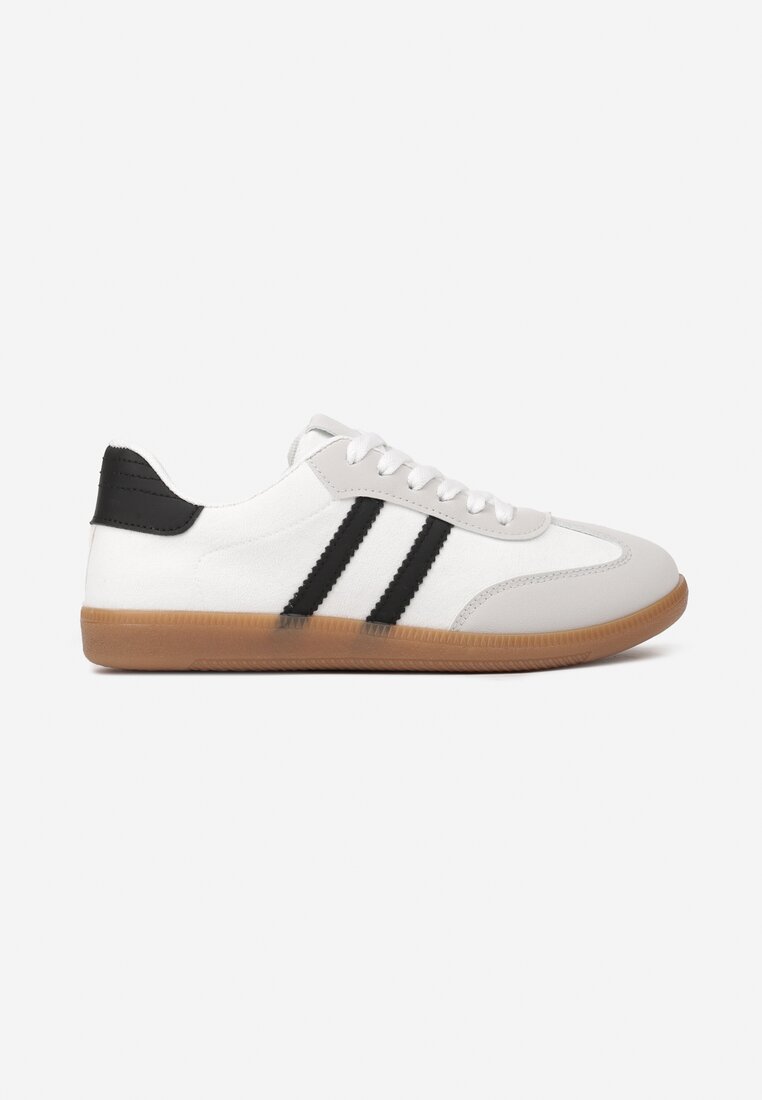 Białe Casualowe Sneakersy z Ekozamszu na Płaskiej Podeszwie Pemeriana