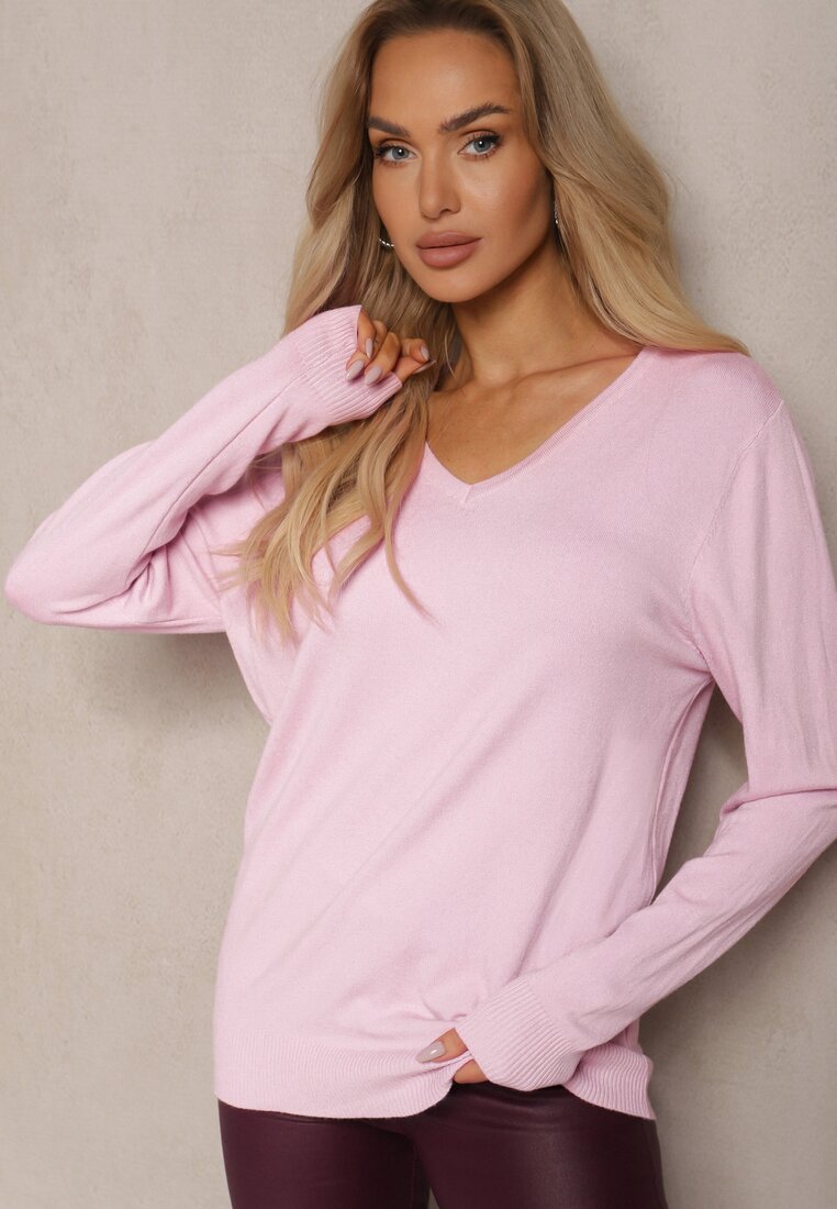 Pulover Roz deschis