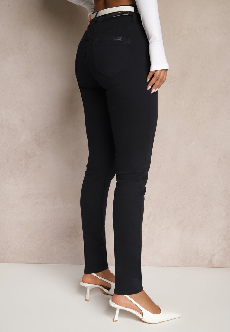 Granatowe Jeansy Slim Fit z Regularnym Stanem Solzedis