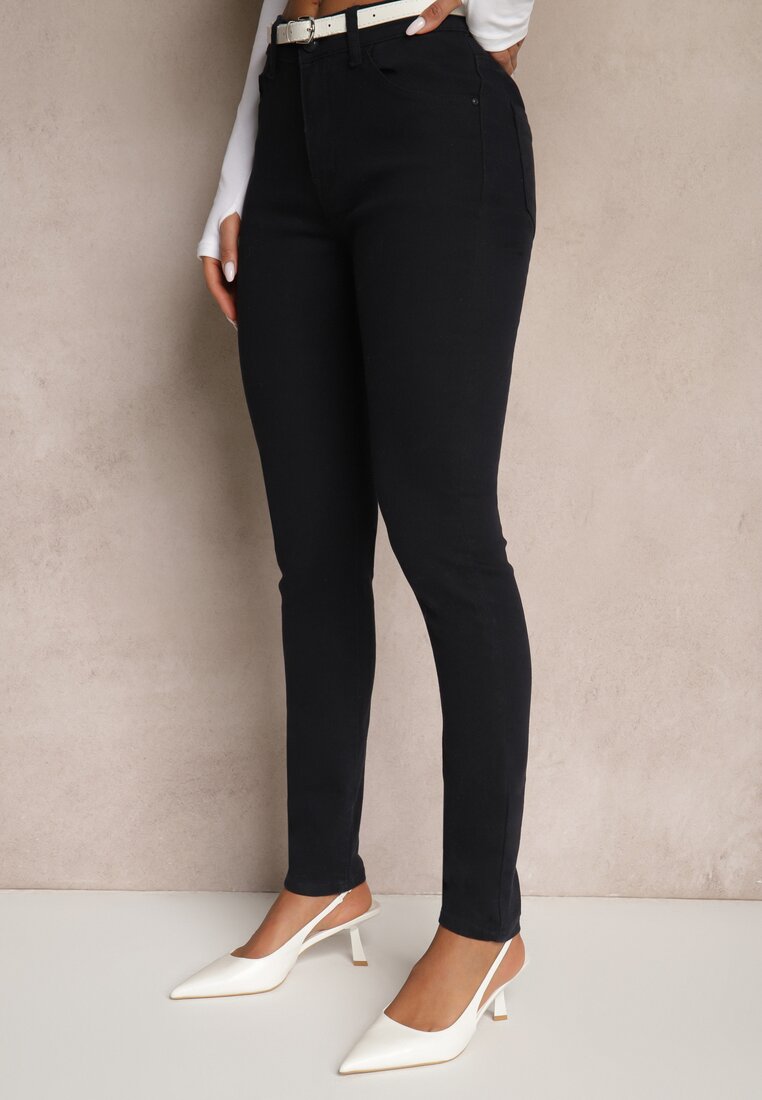 Granatowe Jeansy Slim Fit z Regularnym Stanem Solzedis
