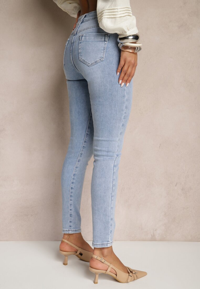 Jasnoniebieskie Jeansy z Bawełny Typu Slim Felindrae