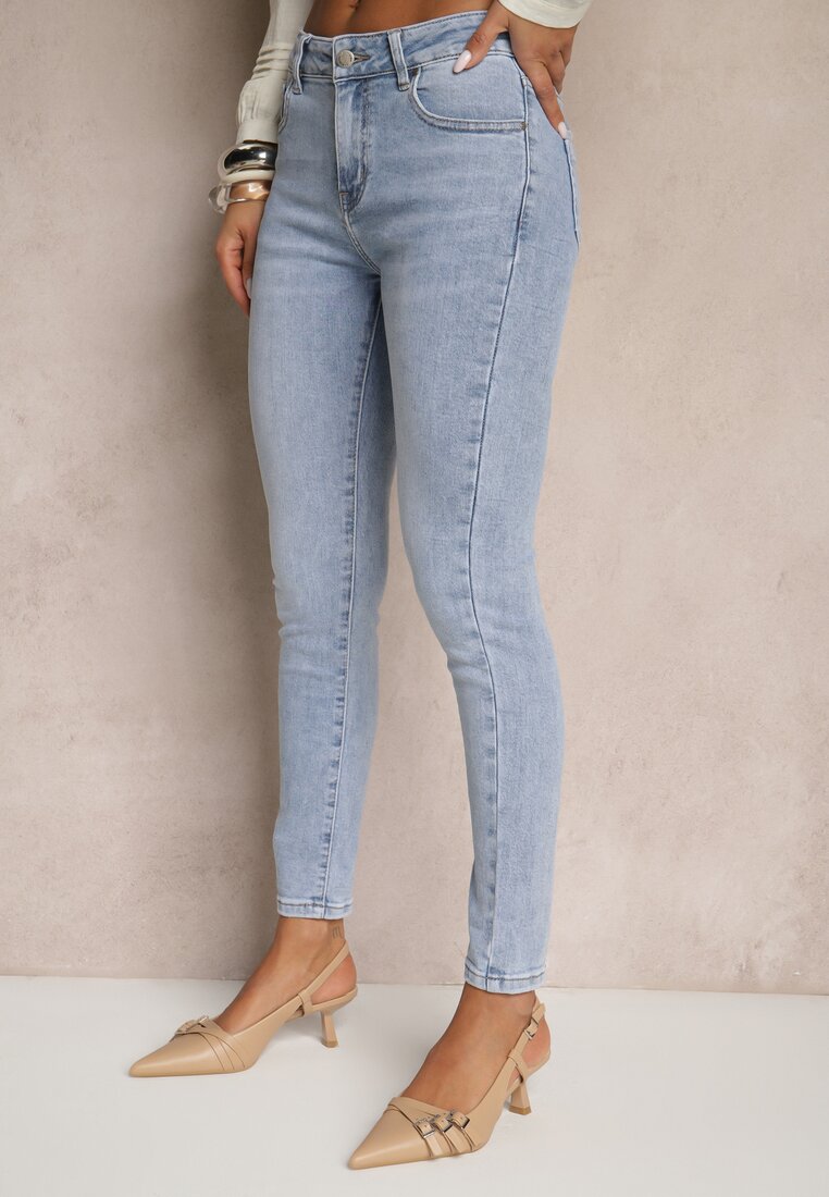 Jasnoniebieskie Jeansy z Bawełny Typu Slim Felindrae