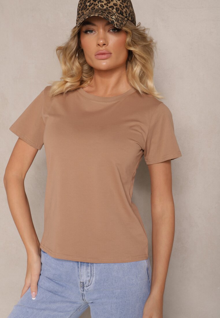 Brązowy Casualowy Bawełniany T-shirt Rivali