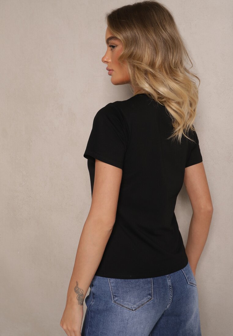 Czarny Casualowy Bawełniany T-shirt Rivali