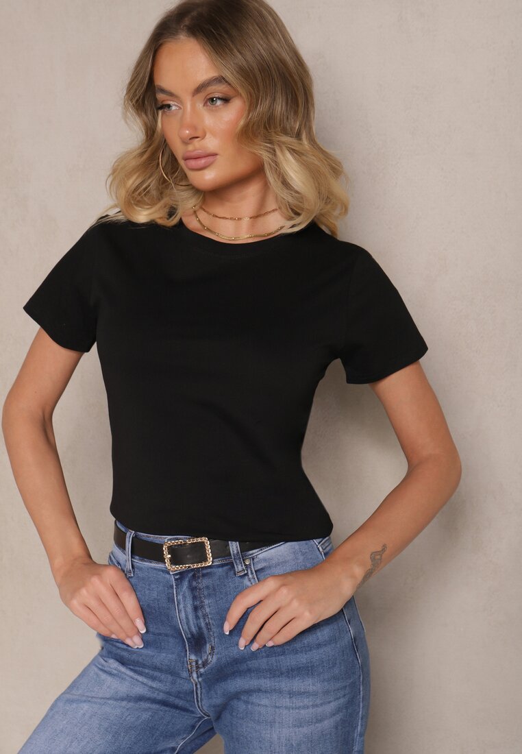 Czarny Casualowy Bawełniany T-shirt Rivali