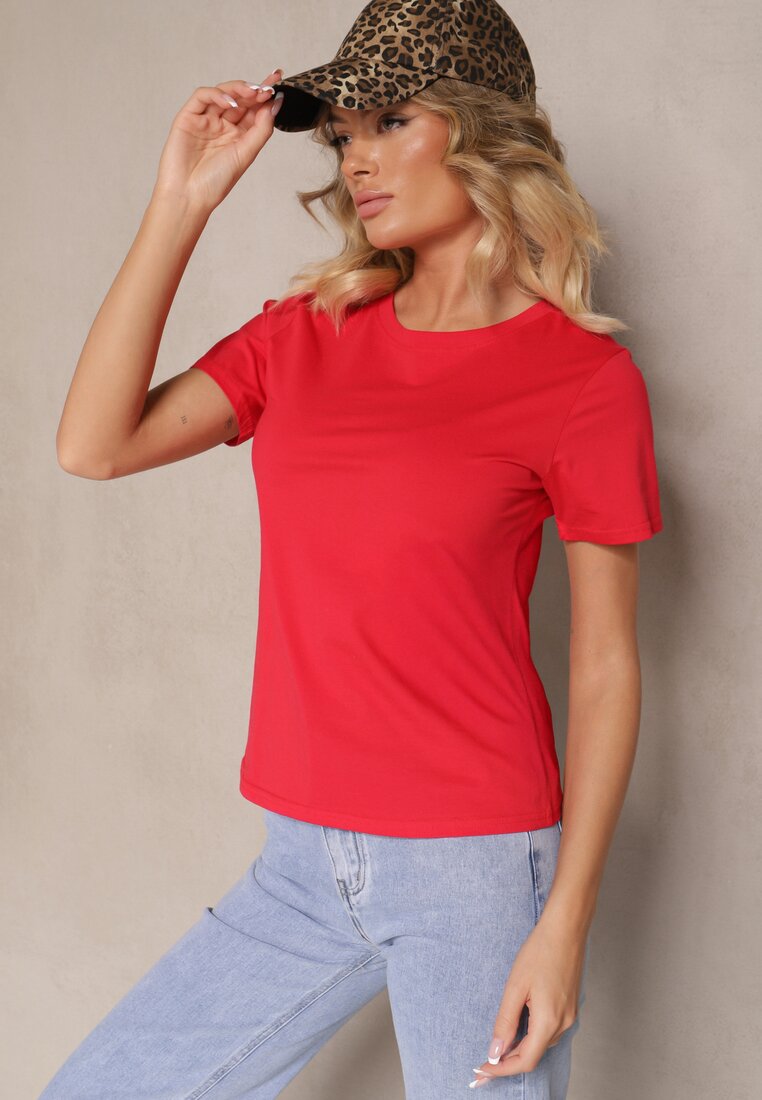 Czerwony Casualowy Bawełniany T-shirt Rivali