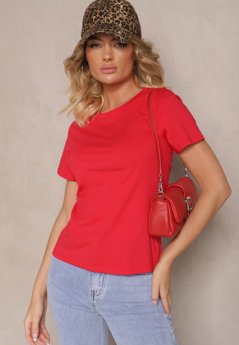 Czerwony Casualowy Bawełniany T-shirt Rivali