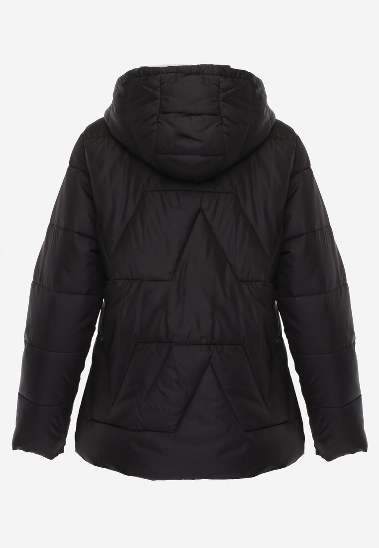 Czarna Pikowana Kurtka Przejściowa z Kapturem Silidi