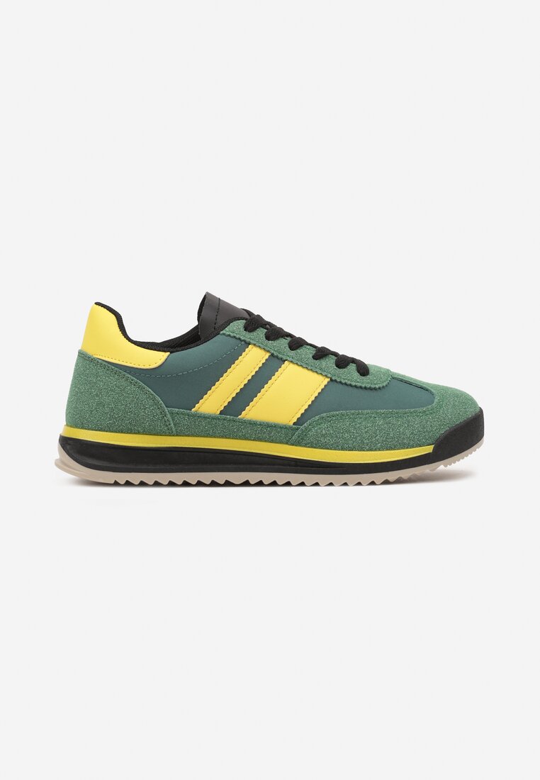 Zielone Sneakersy w Stylu Tenisówek Ozdobione Paskami Lilmi