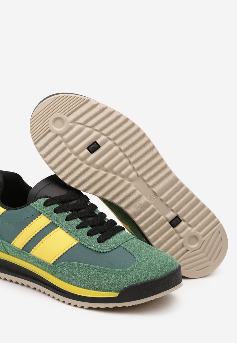 Zielone Sneakersy w Stylu Tenisówek Ozdobione Paskami Lilmi