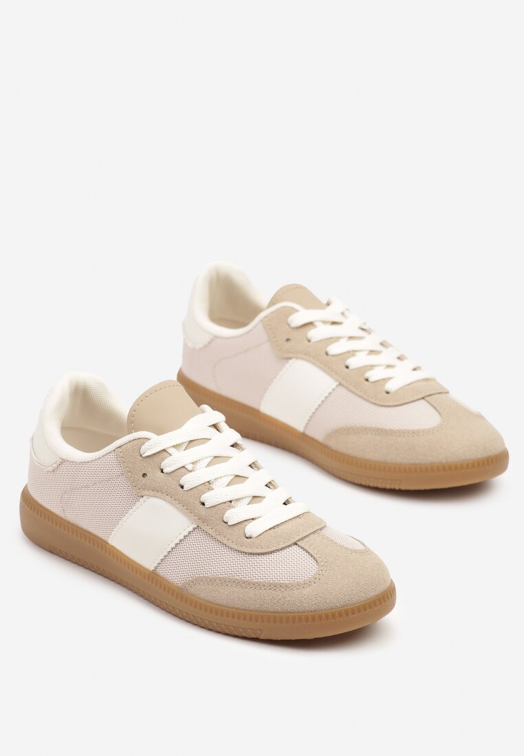 Ciemnobeżowe Sneakersy Tenisówki w Kultowym Stylu Neolithaen