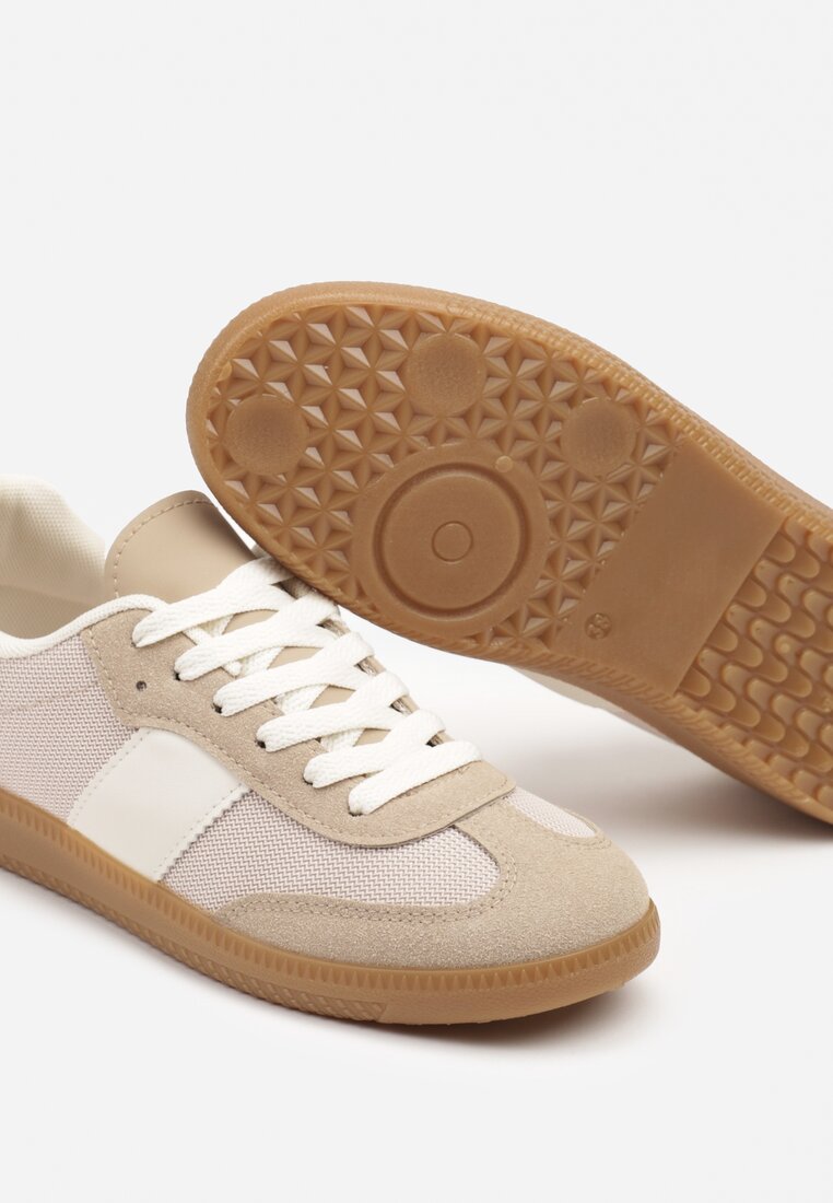 Ciemnobeżowe Sneakersy Tenisówki w Kultowym Stylu Neolithaen