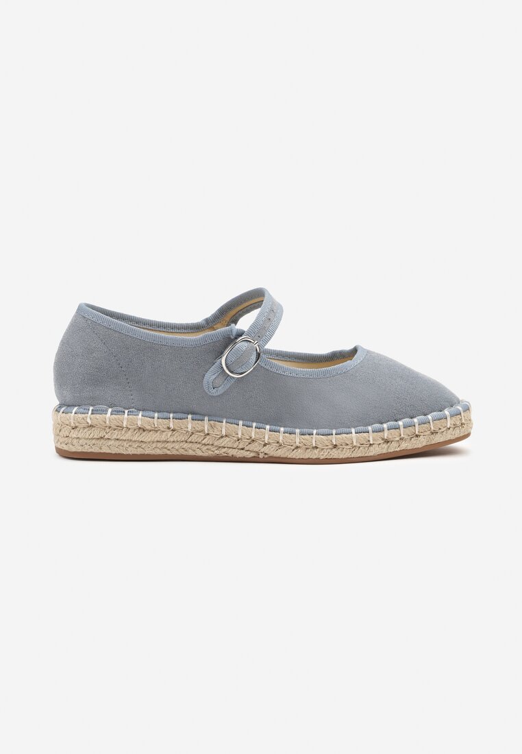 Niebieskie Espadryle z Ekozamszu Zapinane na Pasek z Klamerką Deolisse
