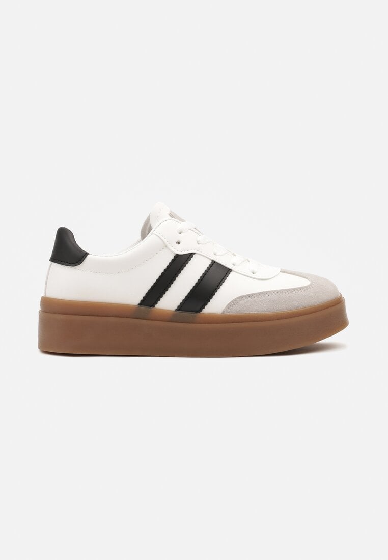 Biało-Czarne Sneakersy Tenisówki Ozdobione Paskami Sovresia
