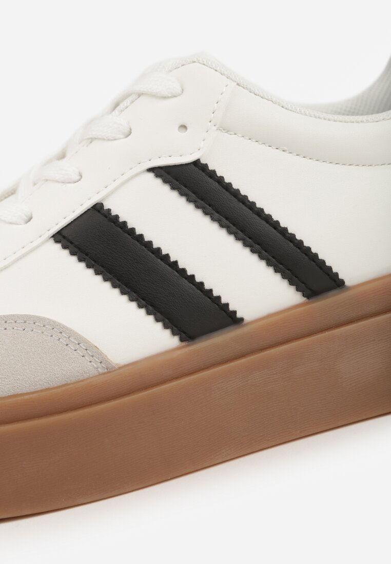 Biało-Czarne Sneakersy Tenisówki Ozdobione Paskami Sovresia
