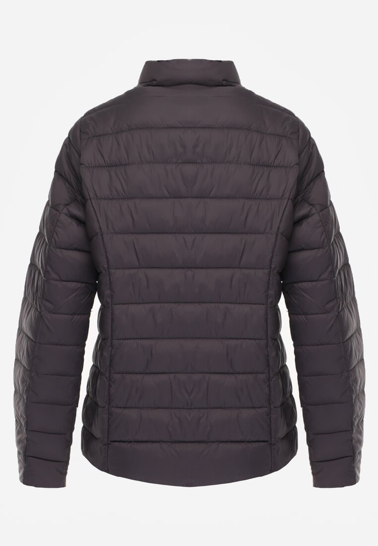 Ciemnoszara Casualowa Kurtka Ozdobiona Pikowaniem Nelionea