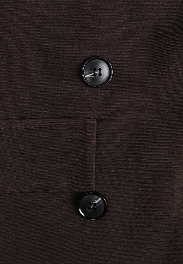 Brązowa Oversizowa Marynarka z Klapami i Dwurzędowym Zapięciem Sinthelis