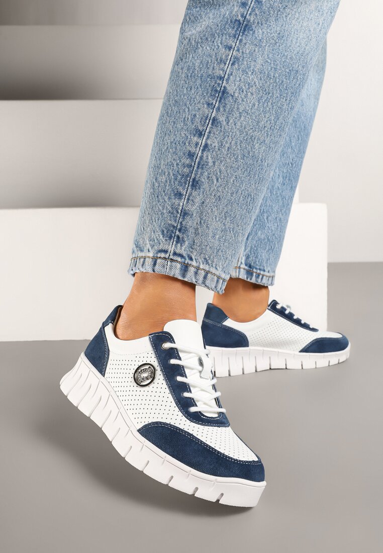 Sneakers Milothra Alb cu bleumarin