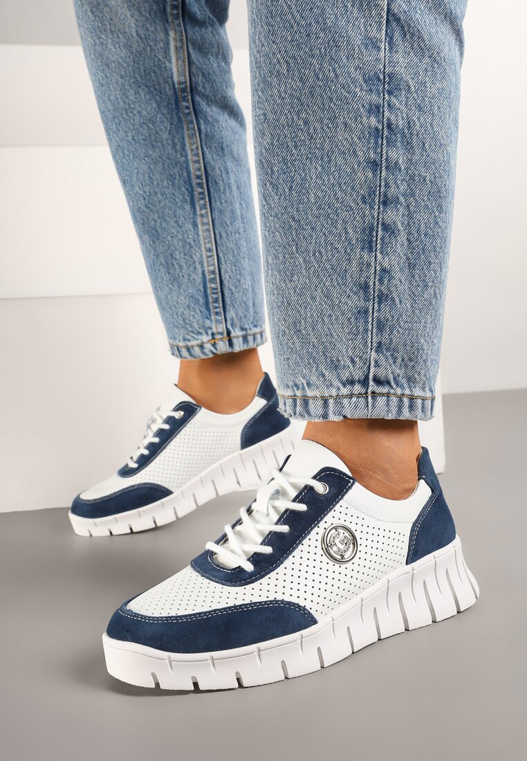 Sneakers Milothra Alb cu bleumarin