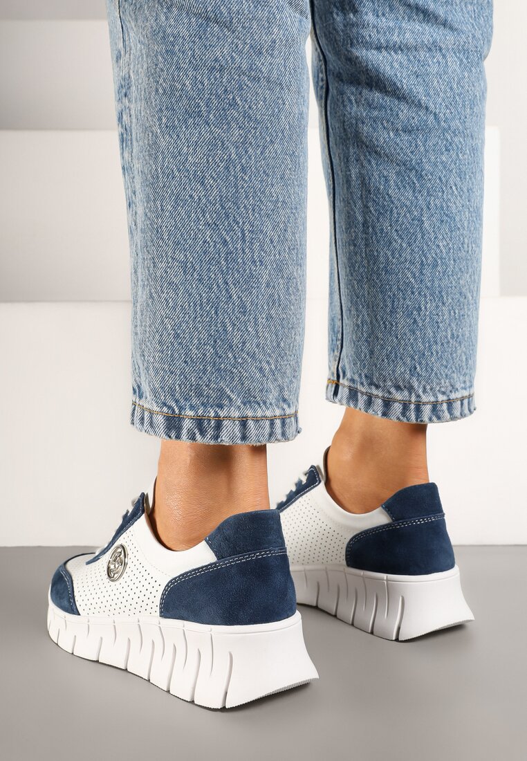 Sneakers Milothra Alb cu bleumarin