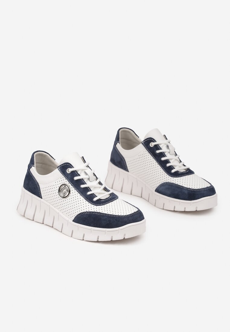 Sneakers Milothra Alb cu bleumarin