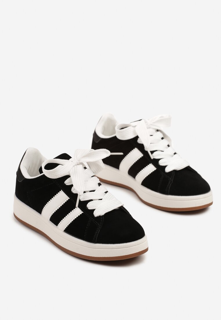 Czarne Sneakersy Ozdobione Paskami Dolirenna
