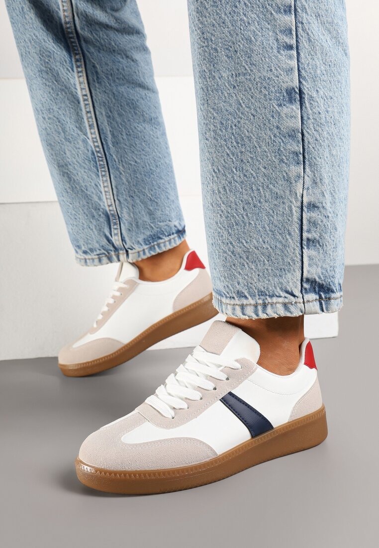 Sneakers Hanivra Alb cu bleumarin