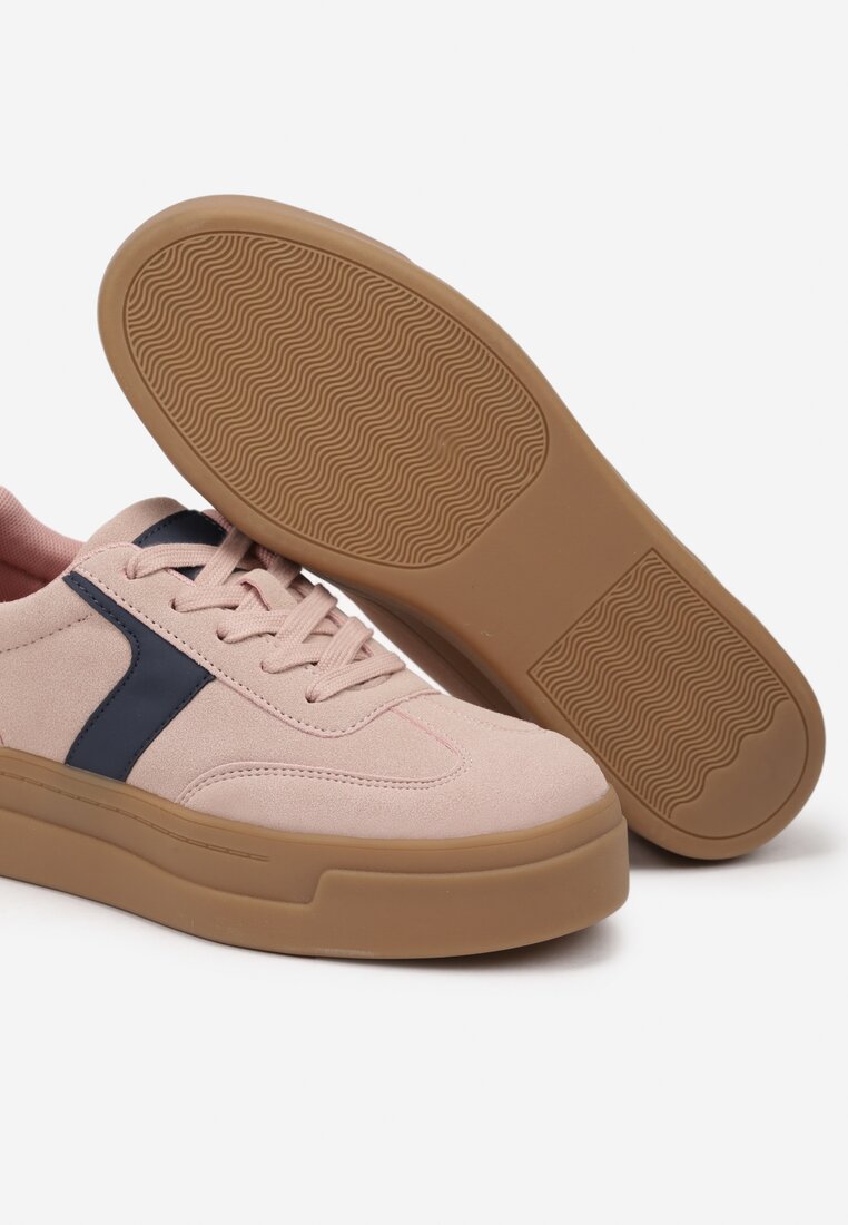 Różowo-Granatowe Sneakersy na Grubej Podeszwie w Stylu Kultowych Tenisówek Hanelith
